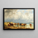 Herd of Cattle near a Lake - Friedrich Voltz — framed artwork on a wall