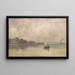 Chiemsee with fishing boat and steamship - Friedrich Voltz — framed artwork on a wall