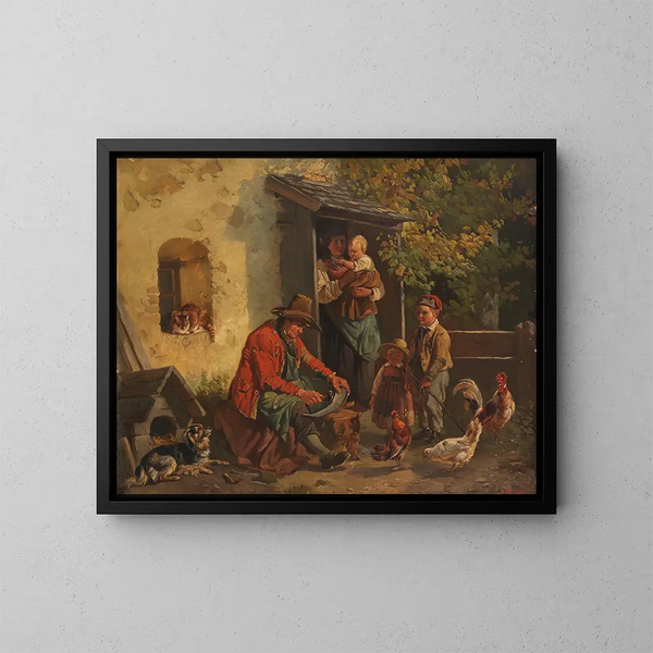 Bauern in Not - Friedrich Voltz — gerahmtes Bild an der Wand