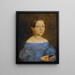 Busto di una giovane ragazza in abito blu - Friedrich Wasmann — quadro incorniciato alla parete
