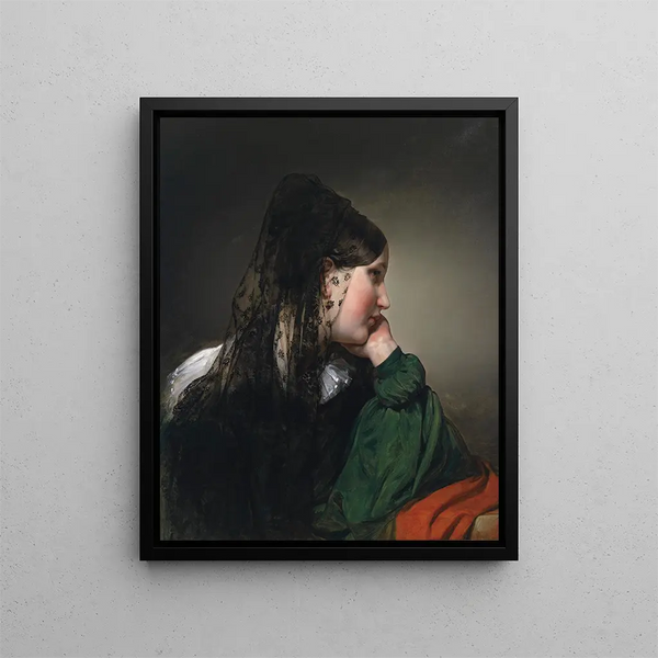 Friedrich von Amerling - Mdchen im Profil mit schwarzer Mantille.webp