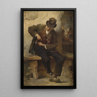 Friedrich von Keller - Straenmusikant vor einem Wirtshaus.webp