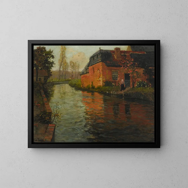 Eine Aussicht auf den Fluss La Varenne - Frits Thaulow — gerahmtes Bild an der Wand