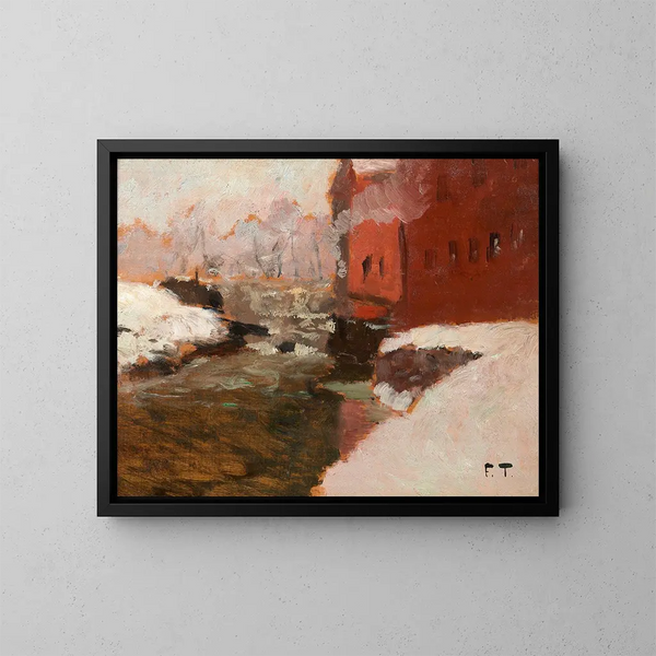 Die rote Fabrik - Frits Thaulow — gerahmtes Bild an der Wand