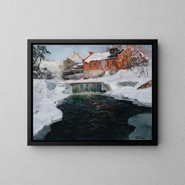 La nouvelle fabrique de Lillehammer - Frits Thaulow — gerahmtes Bild an der Wand