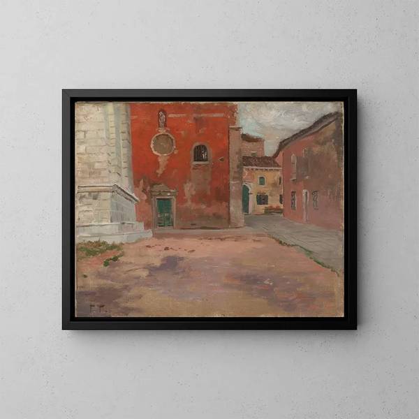 Rotes Wandbild der Kirche in Venedig - Frits Thaulow — gerahmtes Bild an der Wand