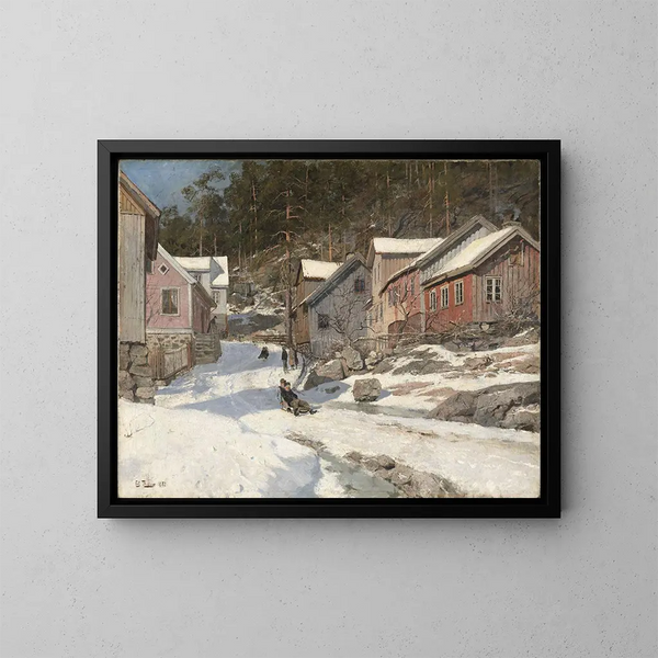 Rue à Krager - Frits Thaulow — gerahmtes Bild an der Wand