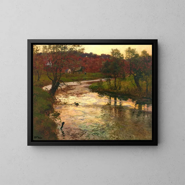 Sonnenuntergang über dem Fluss Elle bei Quimper, Frankreich - Frits Thaulow — gerahmtes Bild an der Wand