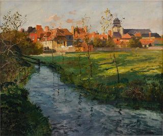 Frits Thaulow - Village by a Stream.webp