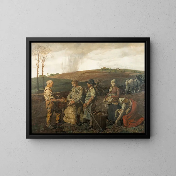 Die Kartoffelernte - Fritz Boehle — gerahmtes Bild an der Wand