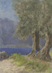 Gruppe von Olivenbäumen am Ufer eines italienischen Sees - Fritz Hauck — Ansicht des Kunstwerks