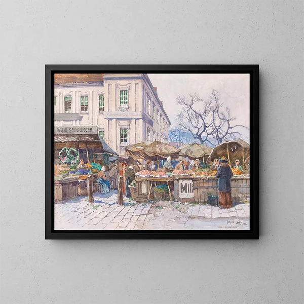 Mercato di Naschmarkt a Vienna - Fritz Lach — quadro incorniciato alla parete