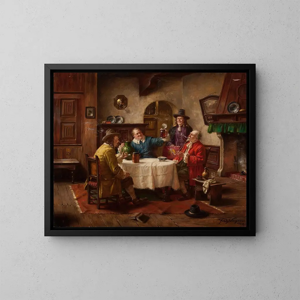 Gespräch zwischen Herren - Fritz Wagner — gerahmtes Bild an der Wand