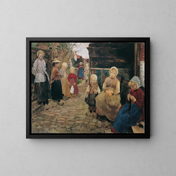 Kinder der Fischer in Zandvoort - Fritz von Uhde — gerahmtes Bild an der Wand
