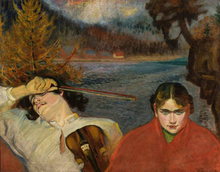 Fryderyk Pautsch - Fiddler  Symbolic scene against landscape.webp