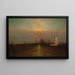 Porto di New York con il ponte di Brooklyn - G Baker — quadro incorniciato alla parete