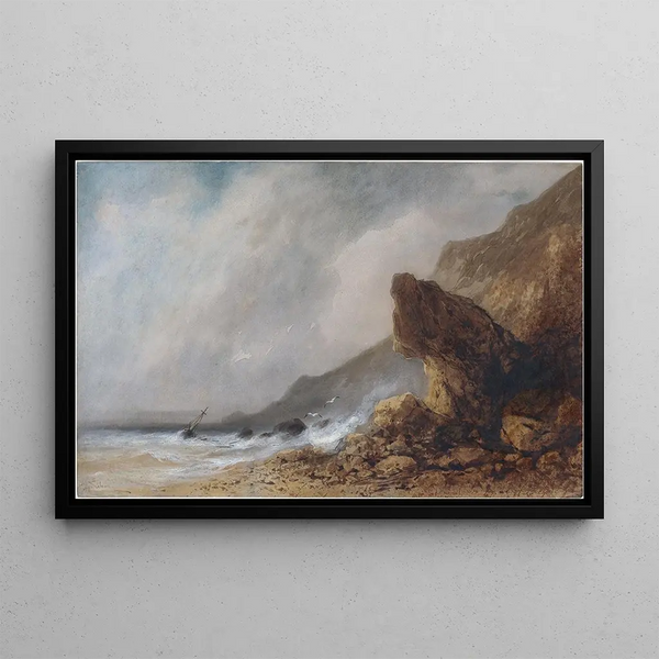 Gabriel Hippolyte Lebas - A Rocky Seacoast in a Storm.webp