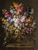 Una coppia di nature morte di fiori in urne dorate elaborate, ciascuna su un piedistallo in pietra - Gabriel de la Corte — vista dell’opera