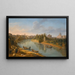 Roma, vista del Tevere al Porto della Legna verso il Castel Sant'Angelo con la basilica di San Pietro in lontananza - Gaspar Van Wittel — quadro incorniciato alla parete