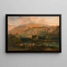 View of the city of Fraga and its suspension bridge - Genaro Pérez Villaamil — framed artwork on a wall