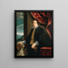 Portrait eines Gentlemans mit seinem Hund - Genuesische Schule — gerahmtes Bild an der Wand