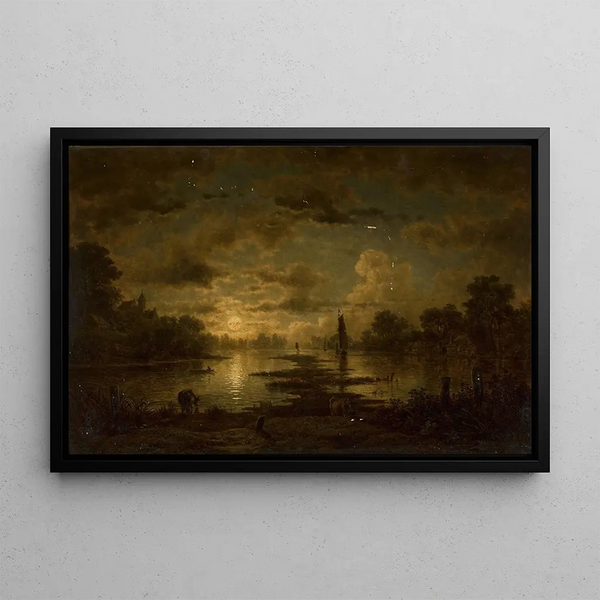 Georg Eduard Otto Saal - Moonlit night at the lake.webp