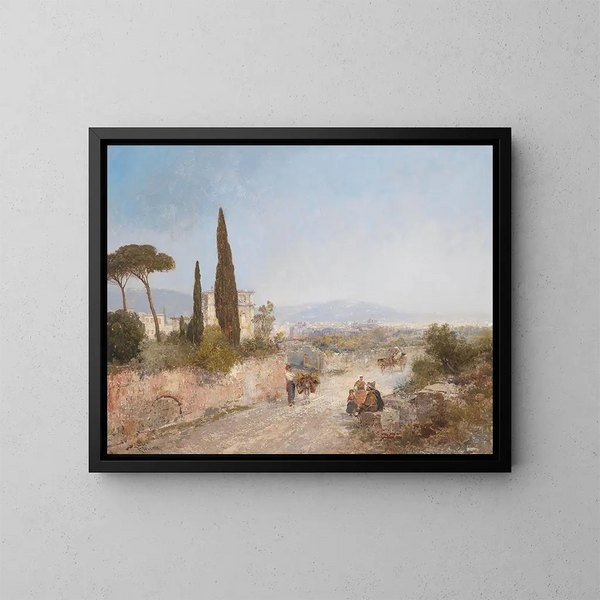 Landschaft mit Blick auf Florenz - Georg Fischhof — gerahmtes Bild an der Wand