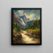 Mountain landscape with river - Georg Geyer — framed artwork on a wall