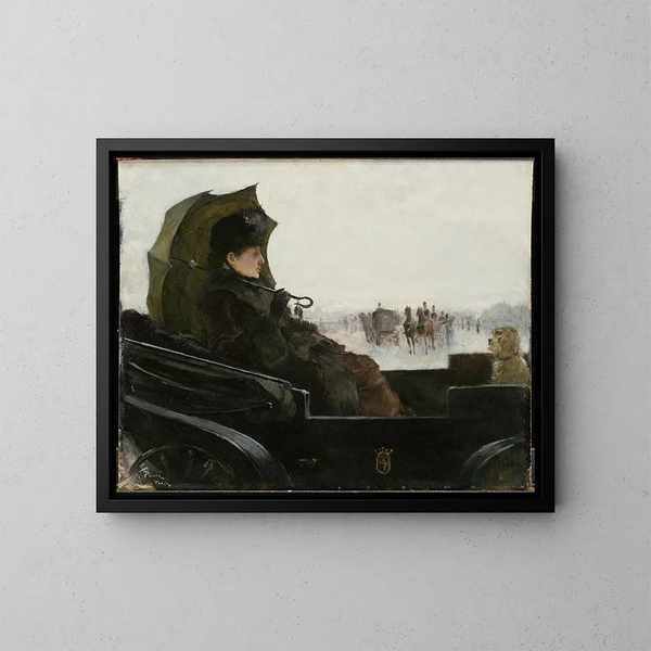 Dame in einem Kinderwagen mit Paris-Motiv - Georg Pauli — gerahmtes Bild an der Wand