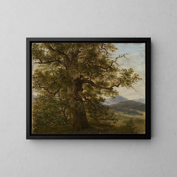 Eichbaum im Landschaftsbild - Georg Wilhelm Issel — gerahmtes Bild an der Wand