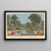 View of the cave, two shell temples in Earl Temple Gardens in Stow, Buckinghamshire - George Bickham the Elder — framed artwork on a wall