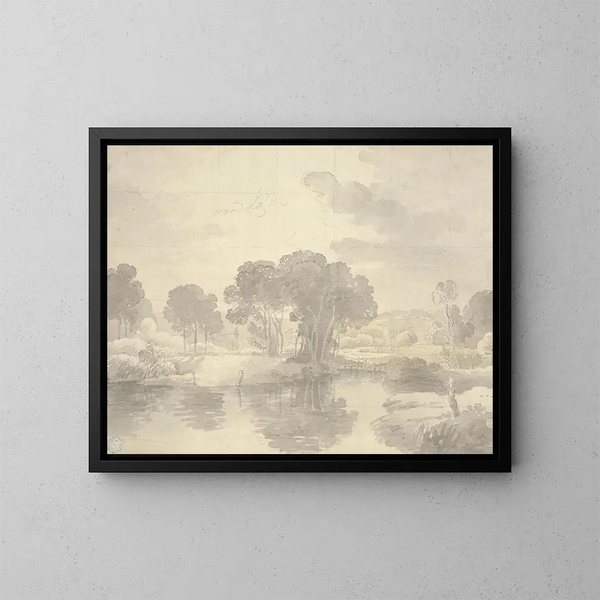 Flusslandschaft am Flussufer an der Themse - George Bulteel Fisher — gerahmtes Bild an der Wand