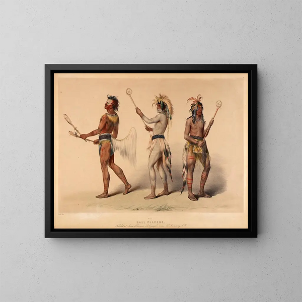 Spieler mit Ball - George Catlin — gerahmtes Bild an der Wand
