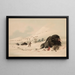 Bison in einer Schneeverwehung - George Catlin — gerahmtes Bild an der Wand