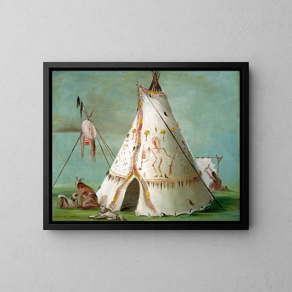 Hütte der fünfundzwanzig Büffelhaut - George Catlin — gerahmtes Bild an der Wand