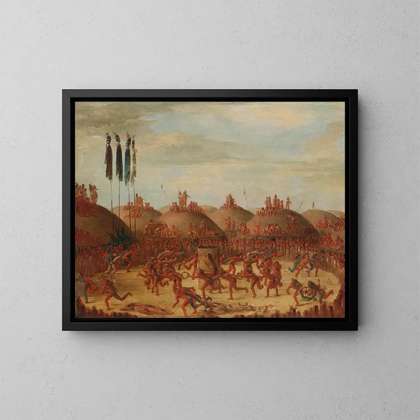 La dernière course, Zeremonie Mandan OkeePa - George Catlin — gerahmtes Bild an der Wand