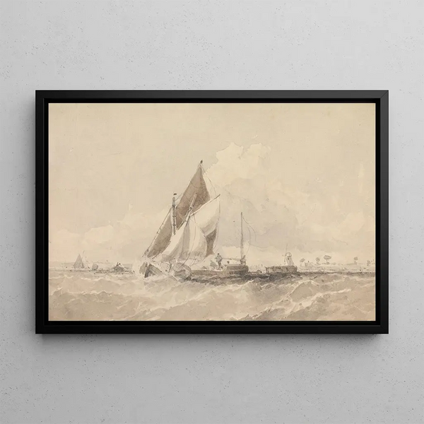 George Chambers - Sailing Barges and Boats in a Choppy Sea.webp