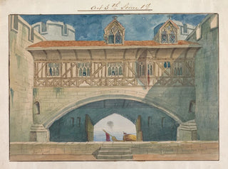 George Cressal Ellis - Design for Setting of Charles Keans Richard II at the Princesss Theatre on March 12 1857 Act 5 Scene 1.webp