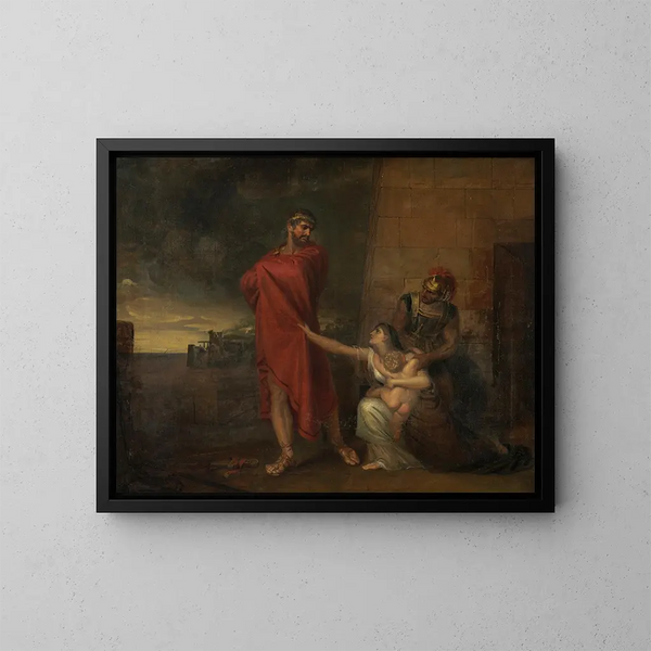 Andromache bittet Odysseus, das Leben ihres Sohnes zu verschonen - George Dawe — gerahmtes Bild an der Wand