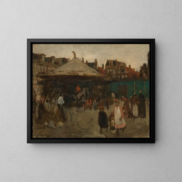 Jahrmarkt auf dem Platz Haarlemmer - George Hendrik Breitner — gerahmtes Bild an der Wand