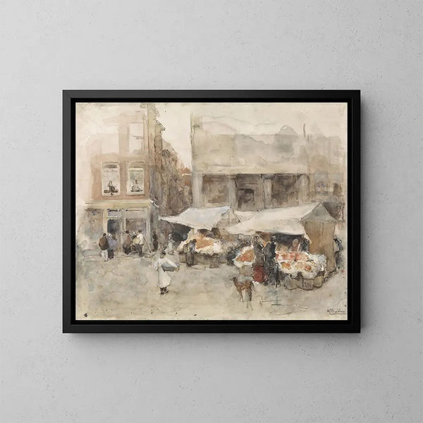 Markt mit Blumenständen - George Hendrik Breitner — gerahmtes Bild an der Wand