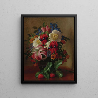 George Henry Hall - Still Life With Flowers And Strawberries.webp