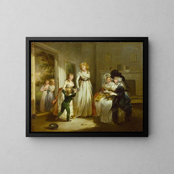 Una visita al collegio - George Morland — quadro incorniciato alla parete