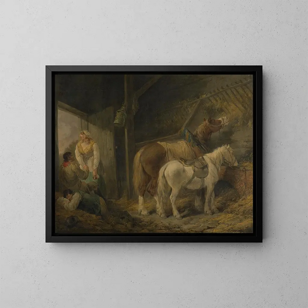 Una scuderia di portatori - George Morland — quadro incorniciato alla parete