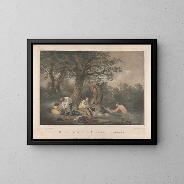 Boys Baden - George Morland — gerahmtes Bild an der Wand