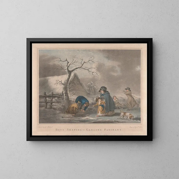 Jungen beim Eislaufen - George Morland — gerahmtes Bild an der Wand
