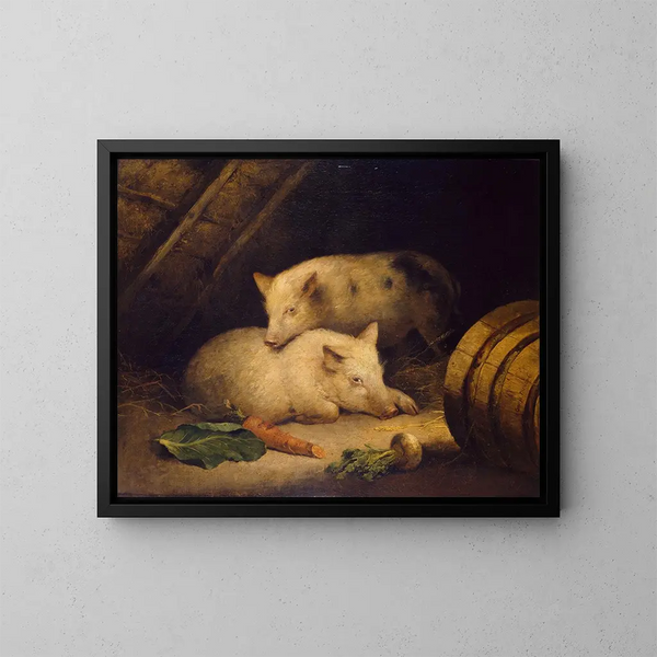 Schweine - George Morland — gerahmtes Bild an der Wand