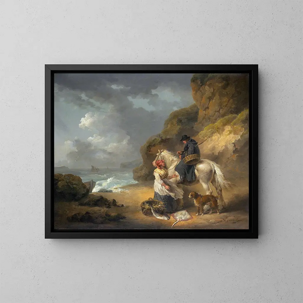 Vendita di pesci - George Morland — quadro incorniciato alla parete