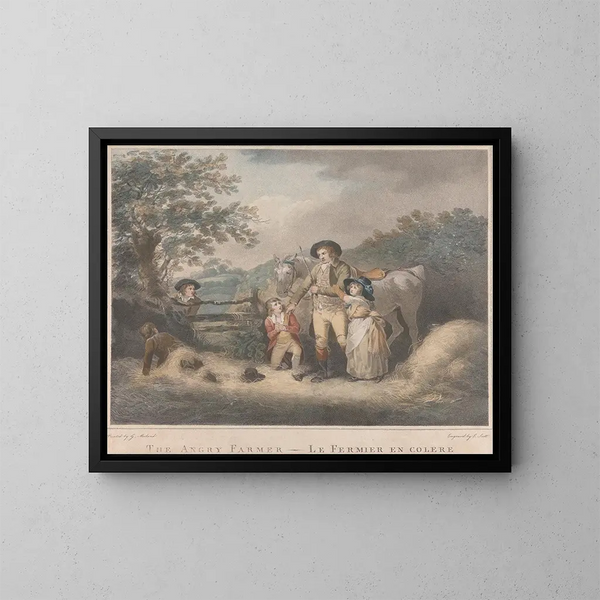 Der wütende Bauer - George Morland — gerahmtes Bild an der Wand
