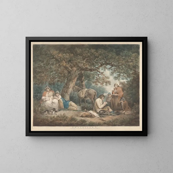 Viaggiatori - George Morland — quadro incorniciato alla parete